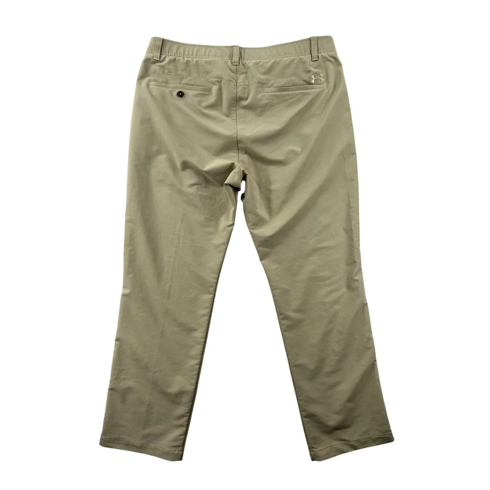 Under Armour Match Play Mens 38x30 Khaki Tan Performance Golf Pants Stretch Tech